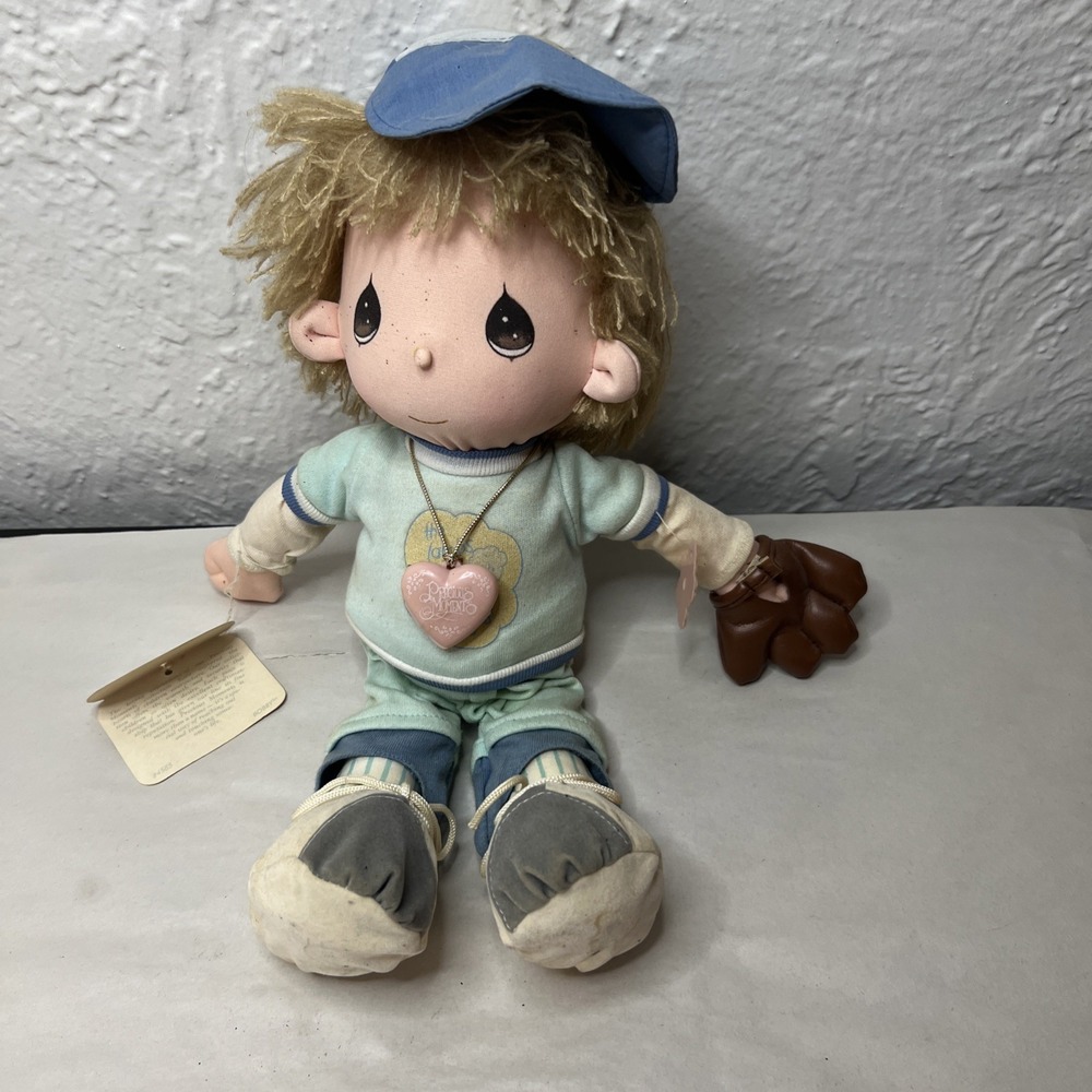 Vintage Applause Precious Moments Bobby Baseball Player Plush Doll 15" 1985